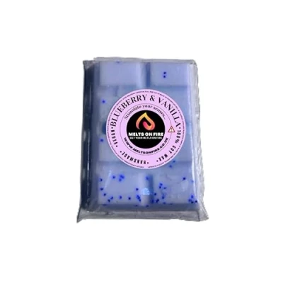 Image of Blueberry &amp; Vanilla Wax Melts Snap Bars Soy 25g Highly Scented for Oil Burner Vegan Cruelty Free Home Fragrance