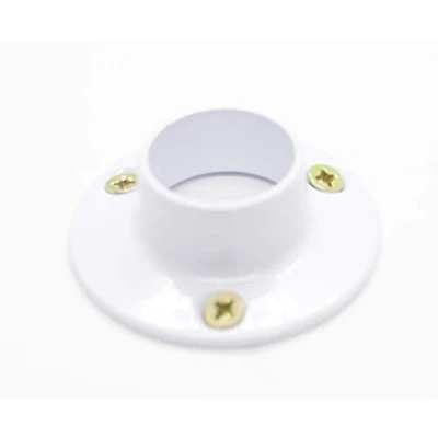 Image of Wardrobe pole rail support End Sockets 19 mm Steel White finish 20mm Inner Diameter x 45mm Outer with fittings Pack of 4 (19mm Sockets, White)