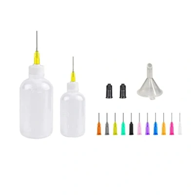 Image of SKYPRO Dispensers Applicator Bottles Set, 30/50ml Dispensing With Funnel And Needles for DIY Quilling, Acrylic Painting, Oiler Bottle, Craft, Artwork Hobbies