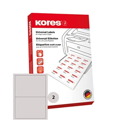 Image of Kores L210148 21 x 14.85 cm A4 Universal Labels White (Pack of 100 Sheets)