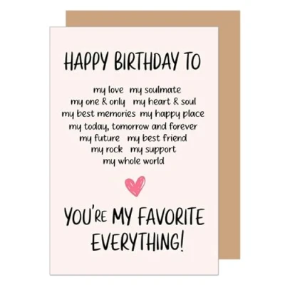 Image of Edition Seidel Premium Birthday Card with Envelope, Greeting Saying Husband Wife Boyfriend Girlfriend (G3654 SW024)