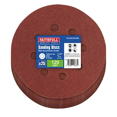 Image of Faithfull AD125120H Aluminium Oxide Disc DID3 Holed 125mm x 120g (Pack of 25)