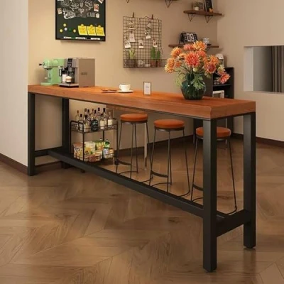 Image of NOBBAT Bar Height Table,High Table,Kitchen Breakfast Bar,Rectangular Kitchen Table Counter,Counter Dining High Tables for Living Room(Yellow pea