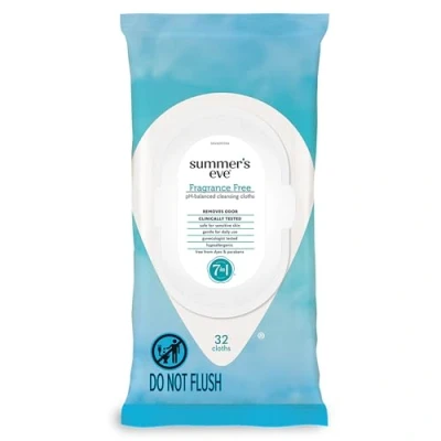 Image of Summer&#039;s Eve Cleansing Cloths Fragrance Free pH Balanced 32 Count (Pack of 1)