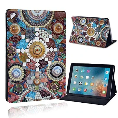 Image of FINDING Case Fit Apple iPad Air/Air 2 / Pro 9.7&quot; Tablet Printed PU Flip Leather Smart Lightweight Shell Stand Cover for (multi color gem stone)