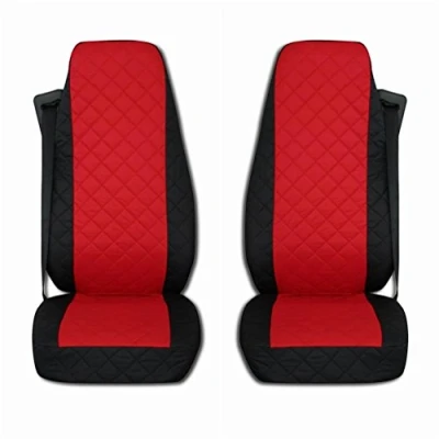 Image of TEXMAR Truck Seat Covers Designed to fit Mercedes Benz Actros Giga Space MP4 after 2015 BLACK RED 2 piece