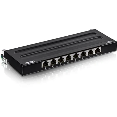 Image of TRENDnet 8 Port Cat6A Shielded Wall Mount Patch Panel, 1000BASE T/ 10GBASE T Support, mounting Options, Compatible with cat5e, cat6, cat6a, 110 or Krone Type, TC P08C6AS