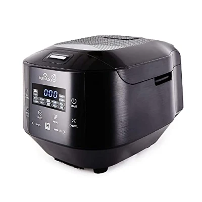 Image of Yum Asia Bamboo Rice Cooker with Induction Heating (IH) and Ceramic Bowl, 7 Cooking Functions, 4 Multicooker Motouch LED Display (1.5 Litre) 220 240V UK/EU (Anthracite Black)