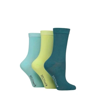 Image of Women&#039;s 3 Pair Wildfeet Plain Bamboo Socks Teal / Green Light Blue 4 8