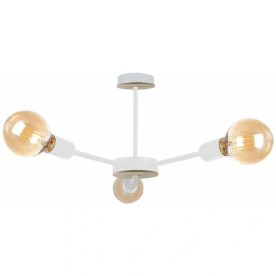 Image of Keter Sun Multi Arm Semi Flush Ceiling Light Wood, White, 40cm, 3x E27