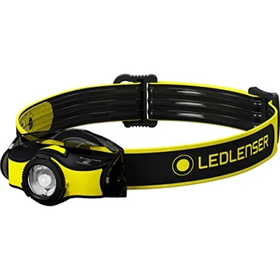 Image of Ledlenser iH5 Battery Powered LED Head Torch with Helmet Mount, Super Bright 200 Lumens Headlamp, Camping, Fishing, Hiking Equipment, Rechargeable Work Torch, Up to 35 Hours Running Time