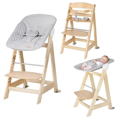 Image of roba Born Up Stair High Chair Set 2 in 1 Style Grey with Reclining Function from Birth