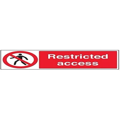 Image of V Safety Restricted Access Warning Sign 600mm x 200mm Self Adhesive Vinyl