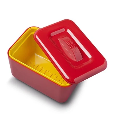 Image of Zeal Insulated Butter Dish, Large 500 grams Capacity Double Walled Tub/Container with Lid, Melamine Red