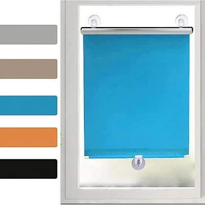 Image of Temporary blackout roller Curtain,Suction Cup Window Shade,Retractable Sunshade blinds,grey 12 sizes,No Drilling,Indoor blinds,Blue 60x125cm(23.6 * 49.2in)