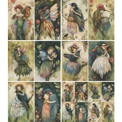Image of Fairy Rice Paper, 8 x 10.5 inch Postcards for Decoupage Scrapbooking Crafts
