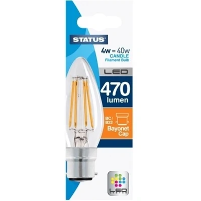 Image of Status 4W Candle LED Filament Bulb BC