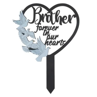 Image of Metal Brother Memorial Stake Grave Dove Decorations for Cemetery Gravesite Sympathy Markers Waterproof Gifts Loss of Tombstones Plaque Outdoors Lawn Yard Decor (Brother)