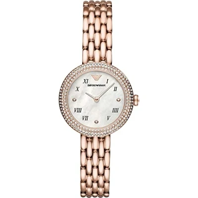 Image of Emporio Armani Watch for Women, Two Hand Movement, 30 mm Rose Gold Stainless Steel Case with a Strap, AR11355