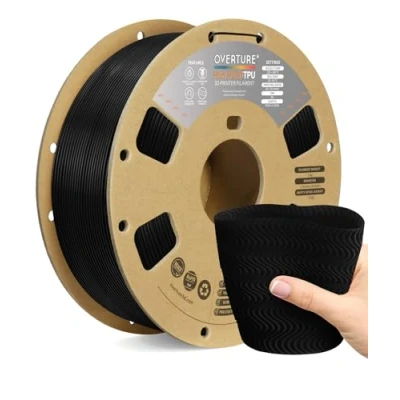 Image of OVERTURE TPU High Speed Filament 1.75mm Flexible 95A Roll, 3D Printer Filament,Dimensional Accuracy +/ 0.02 mm, Fit Most FDM Printer(HS Black)