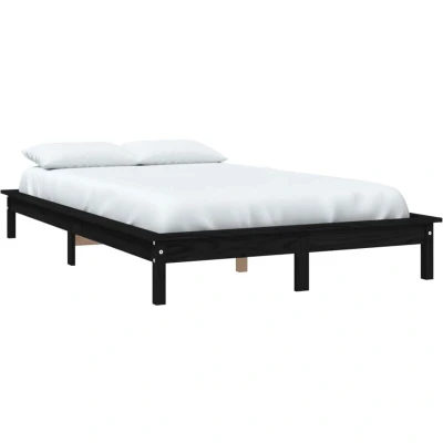 Image of vidaXL Bed Frame without Mattress Black Solid Wood 160x200 cm