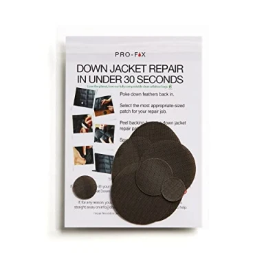 Image of PRO FIX: Easy to Use Down Jacket Repair Patch Kits Pre Cut, Self Adhesive, Waterproof, Tear Resistant Patches for Repairing Clothing, Sleeping Bags, Tents, Outdoor Gear Dark Brown