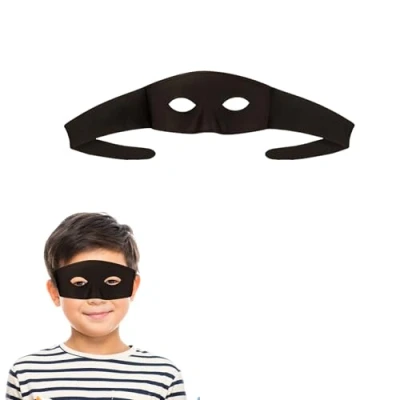 Image of Lizzy 1 x black Highwayman Mask cloth Bandit Thief fancy dress accessories for Cops And Robbers Villain Convict Bank Robber outfit Accessory