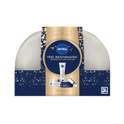 Image of NIVEA Feel Rejuvenated Advanced Anti Age Skincare Gift Set, Women&#039;s Set Includes Day Cream, Night Cream and Eye Lip Contour