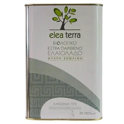 Image of Elea Terra Greek Organic Extra Virgin Olive Oil Cold Extraction Tin Can 3L