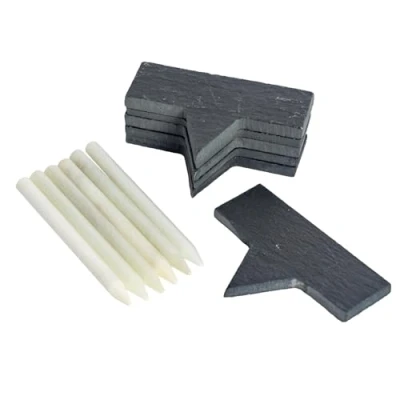 Image of 6pc Slate Plant Markers Set with Chalk Pencils By Argon Tableware