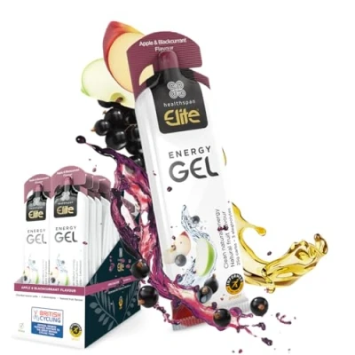 Image of British Cycling Energy Gels (24 Gels) 25g Dual Source Fast Acting Carbs 3 Electrolytes Sodium, Potassium &amp; Calcium Vegan (Apple Blackcurrant)