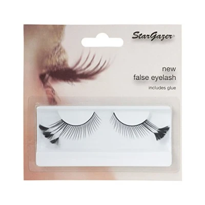 Image of Stargazer Feather Eye Lashes style 44, synthetic lash pair includes glue.
