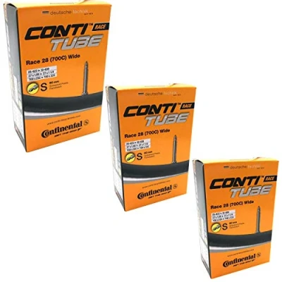 Image of Continental Race 28 700 x 25 32c Bike Inner Tubes with Presta 60mm Valve, Black PACK OF 3