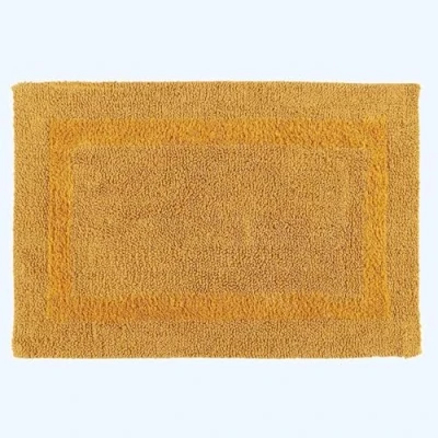 Image of HOMESCAPES Bath Mat, Luxury 1600gsm Extra Soft 100% Cotton, Reversible Bathroom Mats Non Slip, Washable, Super Absorbent, Quick Dry, Mustard Rug, 50 x 80 cm