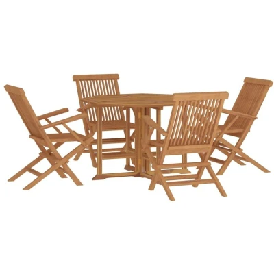 Image of vidaXL 5 Piece Folding Outdoor Dining Set Solid Teak Wood