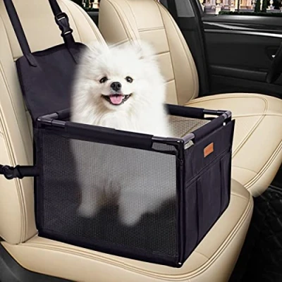 Image of SWIHELP Dog Seat Puppy Portable Pet Booster Car With Clip on Safety Leash and PVC Frame, Anti Collapse, Perfect For Small Pets
