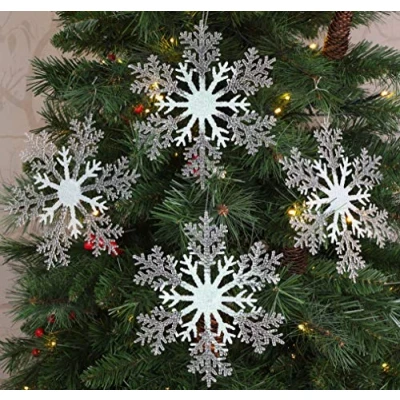 Image of Christmas Concepts® 21cm 8&quot; Large Glitter Decorated Snowflake Decoration Baubles (IRIDESCENT, 4)