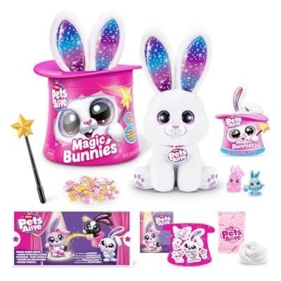Image of Pets Alive Magic Bunnies White Bunny (Pearl) by ZURU Electronic Plush Unboxing Surprise Interactive Toy