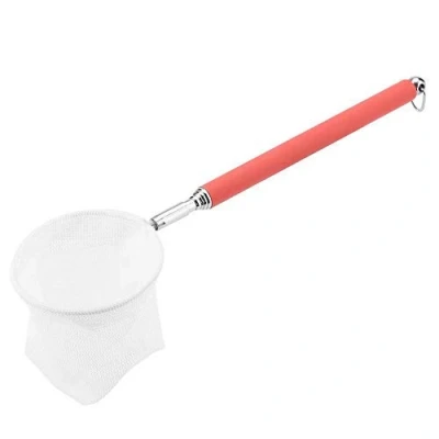 Image of Pssopp Fish Nets for Tanks Telescopic Long Handle Fishing Net Landing Shrimp Skimming Small Pond Tank (Round Red)