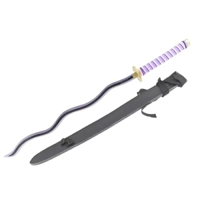 Image of Cosplay Prop Replica Demon Slayer Iguro Obanai Wooden Sword V2 with Sheath Full Sized 102cm for &amp; Display Safe Blade Detailed Plastic Handle