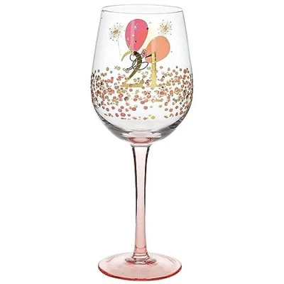 Image of Shudehill Giftware Rush Blossom 21st Birthday Wine Glass JD 331781