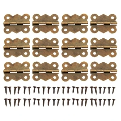 Image of Dophee 12PCS Antique Bronze Tiny Hinges Mini Iron Butterfly for Decorative Jewelry Chest Box Wood Cabinet Deco