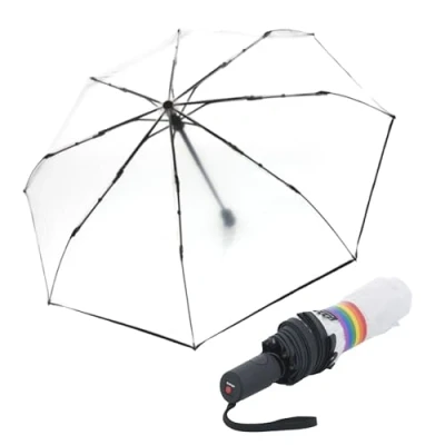 Image of Knirps A.200 Medium Duomatic Folding Transparent Umbrella Pride