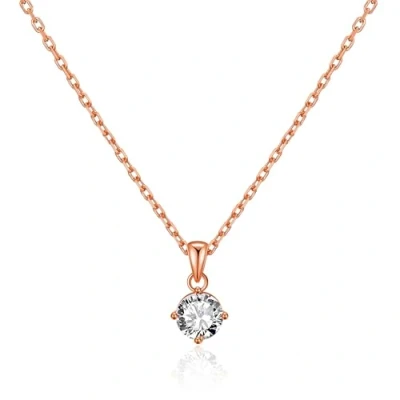 Image of Philip Jones Rose Gold Plated Solitaire Necklace Created with Zircondia® Crystals