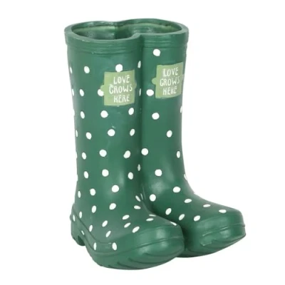 Image of Something Different Wellington Boots Planter (One Size) (Dark Green)