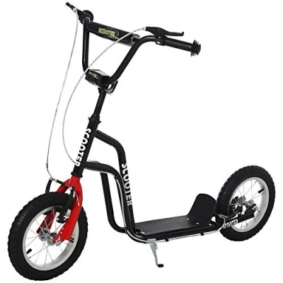 Image of HOMCOM Teen Kids Stunt Scooter Children Kick Adjustable Handlebar 2 Brakes Ride On 12 Inch Rubber Tyres Black