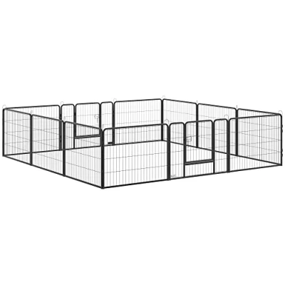 Image of PawHut Dog Pen 12 Panels Puppy Heavy Duty Pet Playpen for Indoor Outdoor Dogs, Rabbits, Ducks 60cm High