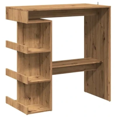Image of vidaXL Bar Table with Storage Racks in Artisan Oak 100x50x101.5 cm Modern Pub Unit for Dining Room/Kitchen