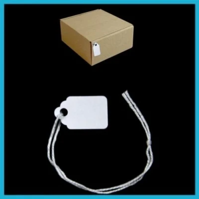 Image of 1000 BRIGHT WHITE Strung Tickets 21mm x 13mm Price Tags String Swing Labels Tag