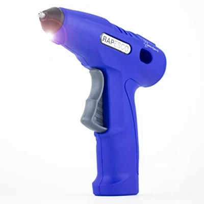 Image of Rapesco 1635 Germ Savvy Antibacterial, G4 7 USB Cordless Hot Melt Glue Gun with Integrated 4V Lithium Ion Battery, Blue